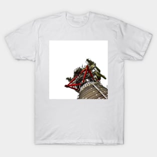 astro city in rocket launching collage art wallpaper T-Shirt